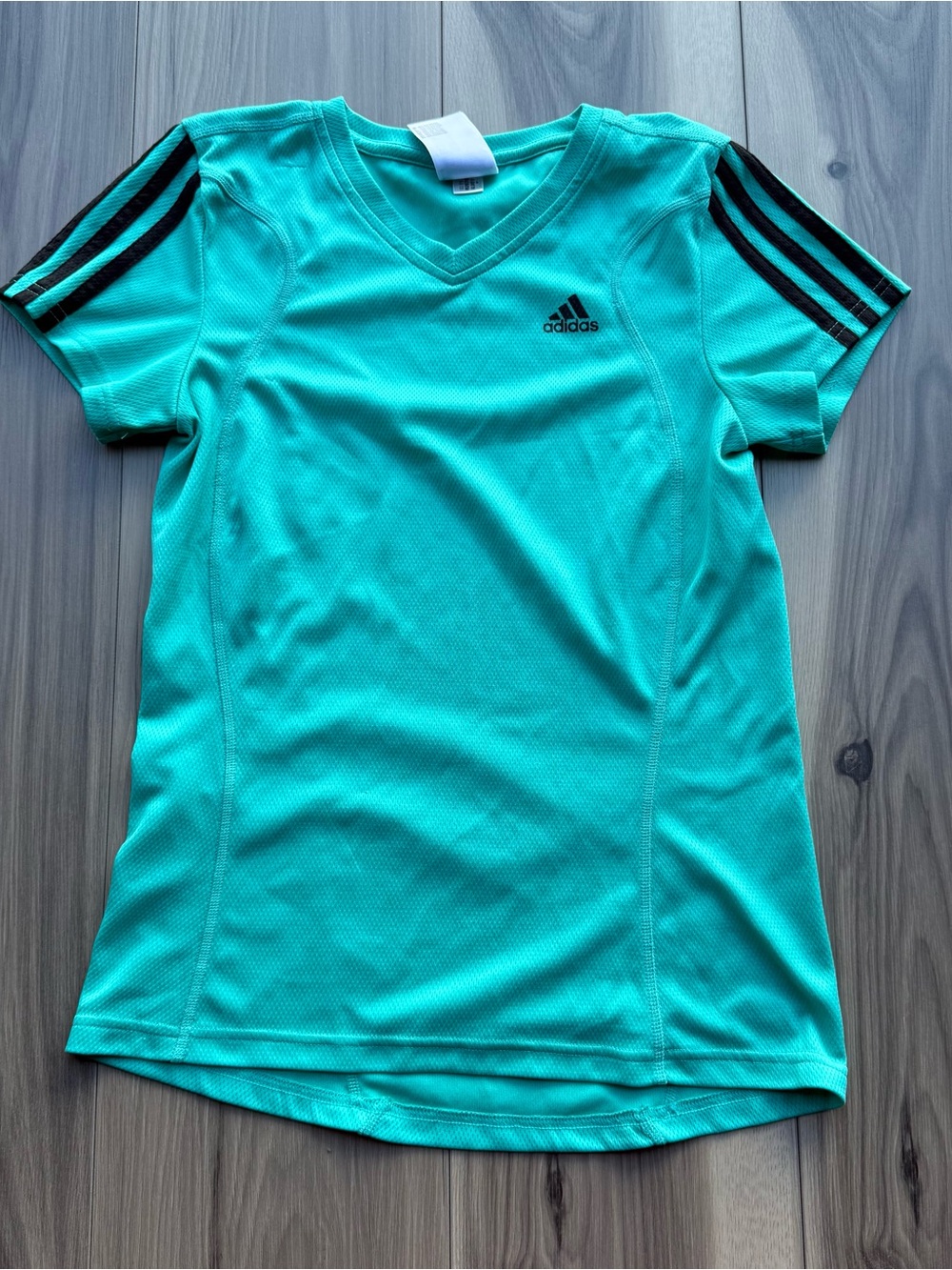 Adidas Climate V-Neck Short Sleeve Athletic Activewear Tee Teal Green size S